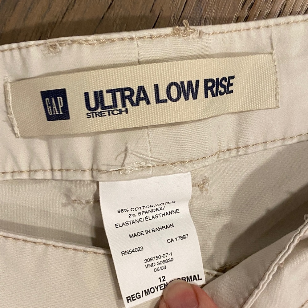 GAP Ultra Low Rise Pants in Cream